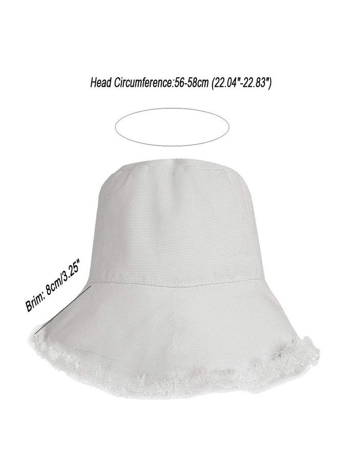 Pogah Bucket-Hat-Distressed Washed-Cotton Summer-Sun-Hat Solid Wide Brim Fisherman Cap (Size: 7 1/8) - Image 4
